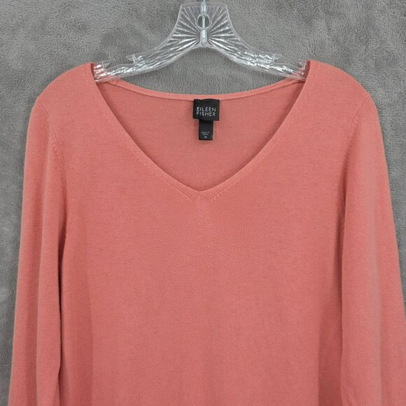 Eileen Fisher Drop Waist Sweater M Light Coral Silk Cashmere Drawstring Tunic - Picture 4 of 9